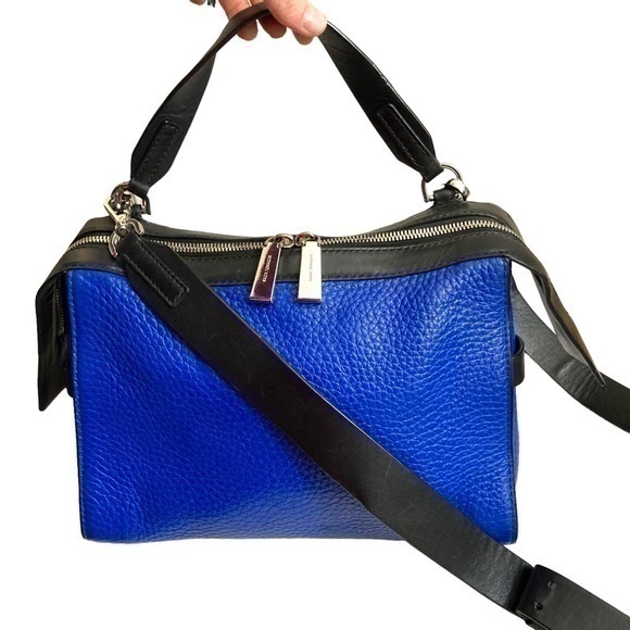 Michael kors blue and black leather Ingrid two way bag rare